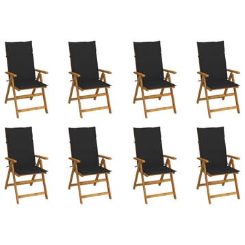 vidaXL Opklapbare stoelen met kussens, 8 stuks, gemaakt van, Verzenden, Nieuw
