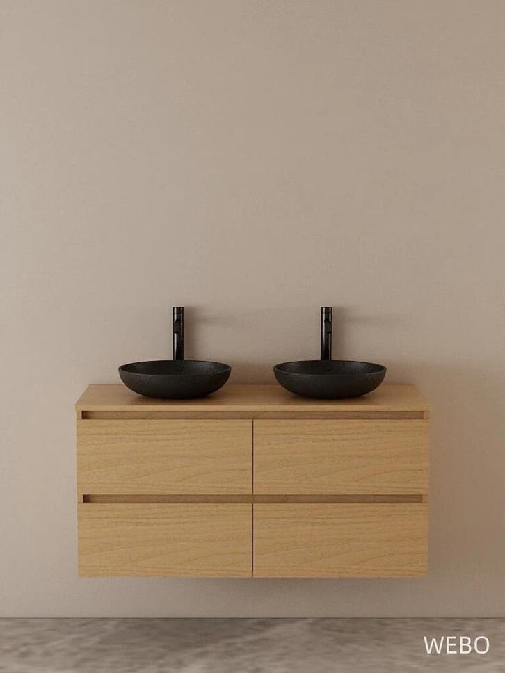 WEBO badkamermeubel eiken inclusief zwarte kraan waskom, Maison & Meubles, Salle de bain | Meubles de Salle de bain, Envoi