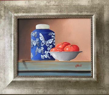 Ben Oude Breuil (1949) - Chinese dekselpot en schaaltje, Antiek en Kunst