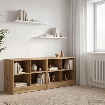 vidaXL Bedkast 2 st Artisanaal eiken 66 x 33 x 48 cm Bewerkt, Verzenden, Nieuw