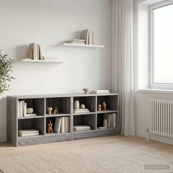vidaXL Bedkast 2 st Grijs Sonoma 66 x 33 x 48 cm Bewerkt, Huis en Inrichting, Verzenden, Nieuw