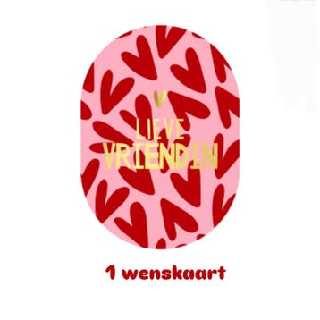 1 Enkele Wenskaart - lieve vriendin - ovaal - hartje - ro..., Diversen, Wenskaarten, Verzenden, Nieuw