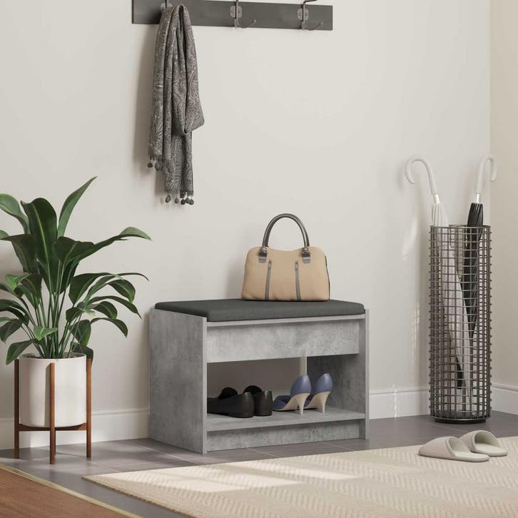 vidaXL Hallenbank Beton Grijs 63 x 38 x 45 cm Geengineerd, Huis en Inrichting, Overige Huis en Inrichting, Nieuw, Verzenden