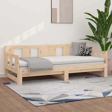 vidaXL Slaapbank uitschuifbaar massief grenenhout 90x190 cm, Verzenden