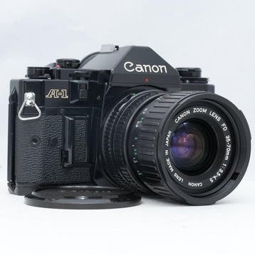 Canon A-1 with FD 35-70mm f/3.5-4.5 lens Analoge camera, Nieuw