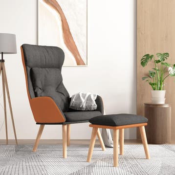 vidaXL Relaxstoel met voetenbankje kunstleer en stof, Huis en Inrichting, Fauteuils, Verzenden, Nieuw