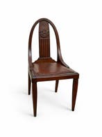 Stoel - Hout, Leder - Stoel Art Deco mahoniehout en leer