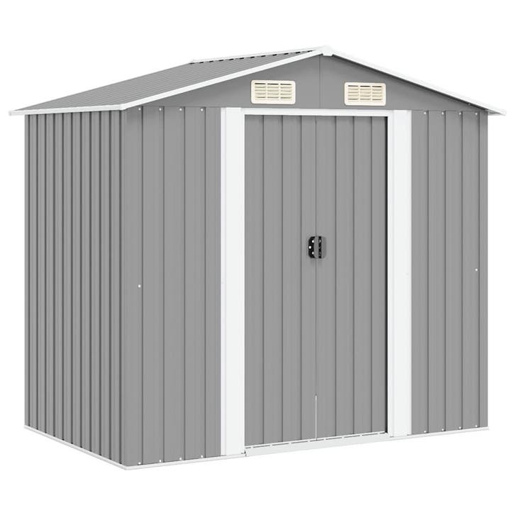 vidaXL Tuinberging 204x132x186 cm metaal grijs, Tuin en Terras, Tuinhuizen, Nieuw, Verzenden