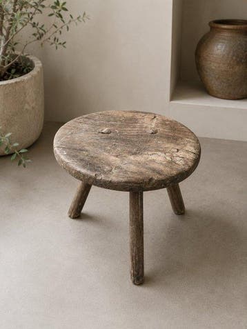 rural 19th century milking stool - Tabouret - Chêne - Bois