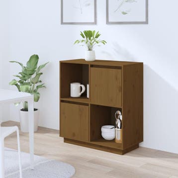 vidaXL Dressoir 74x35x80 cm massief grenenhout honingbruin, Huis en Inrichting, Kasten | Dressoirs, Verzenden, Nieuw