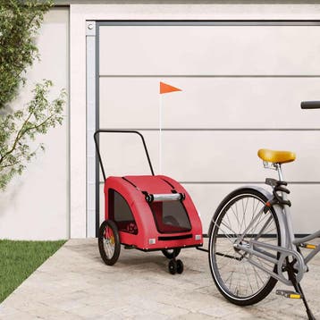 vidaXL Hondenfietstrailer oxford stof en ijzer rood, Verzenden