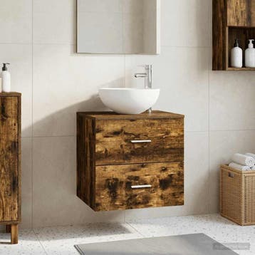 vidaXL Wandgemonteerde Waskom Vanity Gerookt eiken 49,5 x 35, Verzenden, Nieuw