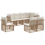 vidaXL Buiten bank set met kussen 8 pcs Naturel Polyester, Verzenden
