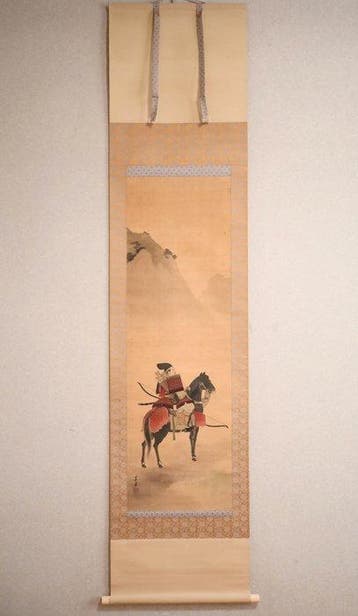 Ruiter-vechter - Samurai  - hangende rol - Handgeschilderd