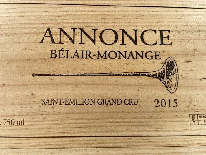 2015 Château Belair-Monange, Annonce - Bordeaux,, Collections, Vins