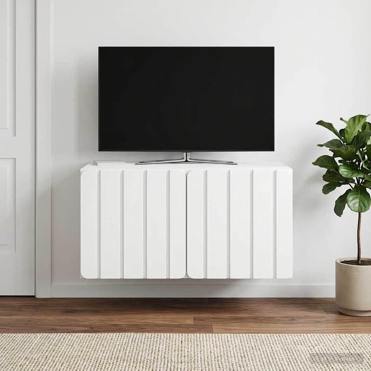 vidaXL Wandmontage TV-kast Wit 59,5 x 41 x 30 cm Bewerkt, Huis en Inrichting, Kasten |Televisiemeubels, Nieuw, Verzenden