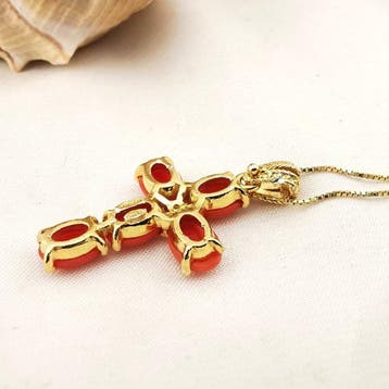 Koraal - Zilver - Ketting met hanger - handgemaakt