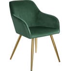 tectake Eetkamerstoel Marilyn fluweellook, gouden poten - do, Huis en Inrichting, Stoelen, Verzenden, Nieuw