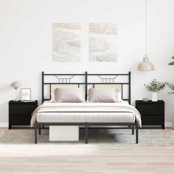 vidaXL Nachtkastje 2 st Zwart Eiken 45 x 34 x 44,5 cm, Verzenden, Nieuw