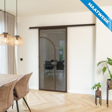 Stalen Schuifdeur met koofsysteem Brons 2 Vlaks rond Maatwer, Doe-het-zelf en Bouw, Nieuw, Metaal