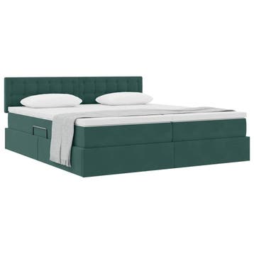 vidaXL Opbergbed 2 st Donkergroen 180 x 200 cm Velvet, Verzenden