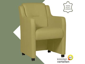 Leren eetkamerstoel Mass - Toledo Mustard (mosterd) - Met, Huis en Inrichting, Eigentijds, Modern, Overige kleuren, Nieuw, Leer