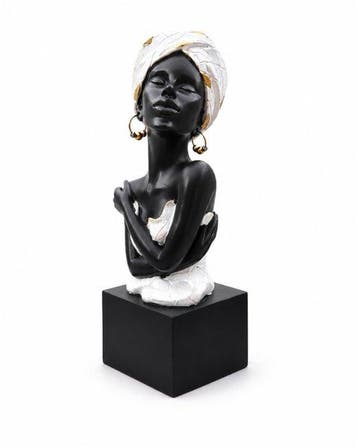 Buste, Elegante Afrikaanse Vrouw - Handgemaakte sculptuur -