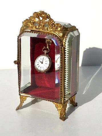 Boîte à bijoux - Porte-montre antique en verre taillé et, Antiquités & Art