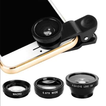 3 in 1 Universele Camera Lens Clip voor Smartphones Zwart -, Verzenden, Nieuw