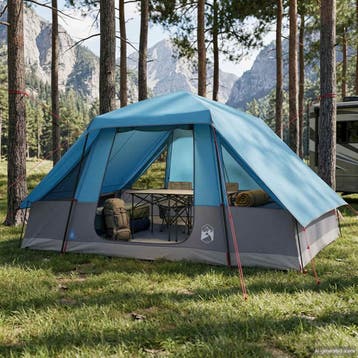 vidaXL Gezinstent met regenhoes waterdicht 6-persoons Blauw, Caravans en Kamperen, Verzenden, Nieuw