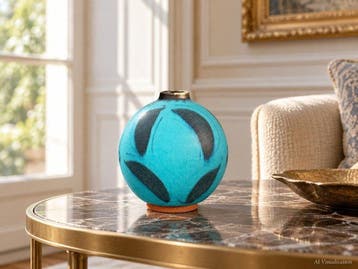 Kenji Kato, Shinsho Kiln Turquoise Glaze Hanaire, Ronde
