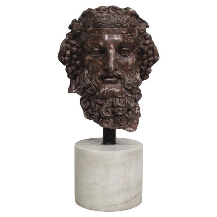 Buste, Testa di Bacco in marmo rosso antico - 68 cm - Marmer, Antiek en Kunst, Antiek | Keramiek en Aardewerk