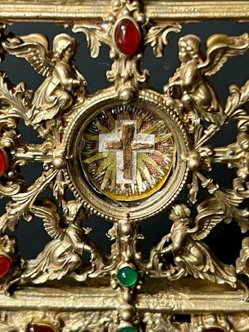 Reliekhouder - Legering - 1800-1850 - S. Crucis D.N.J.C., Antiek en Kunst