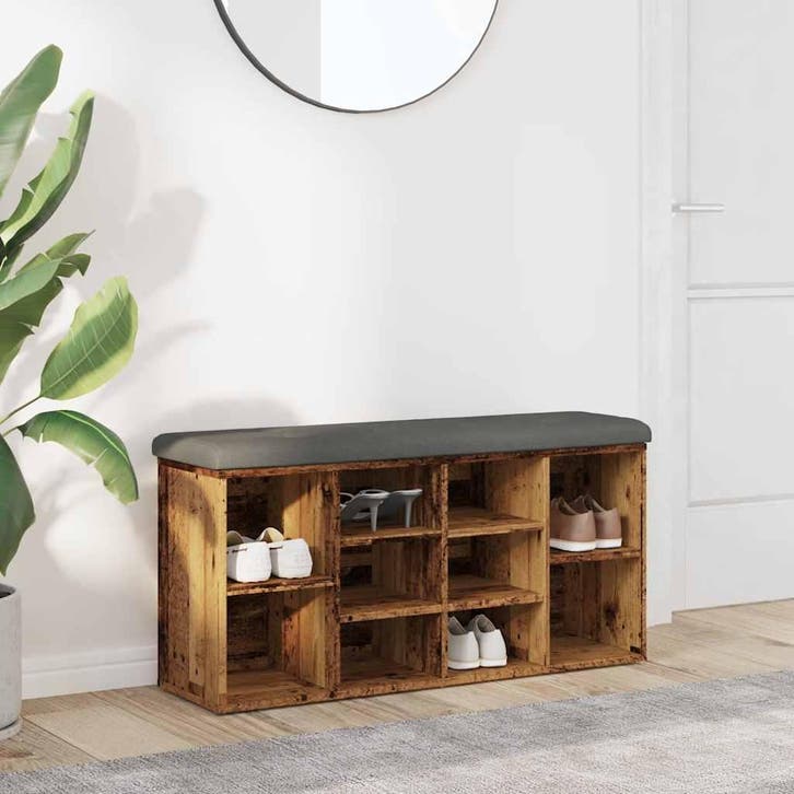 vidaXL Schoenenbank 102x32x50 cm bewerkt hout oud, Maison & Meubles, Maison & Meubles | Autre, Envoi