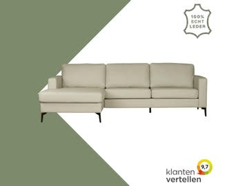 Leren hoekbank Match - 2 zits + longchair, Antiek en Kunst, Ophalen of Verzenden