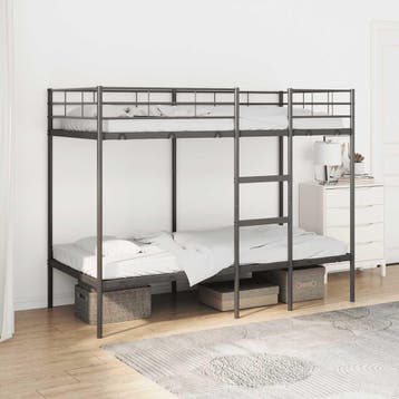 vidaXL Stapelbed zonder matras 90x190 cm staal zwart, Verzenden