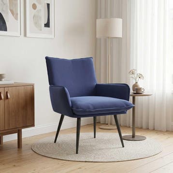 vidaXL Fauteuil Politieblauw fluweel, Verzenden, Nieuw