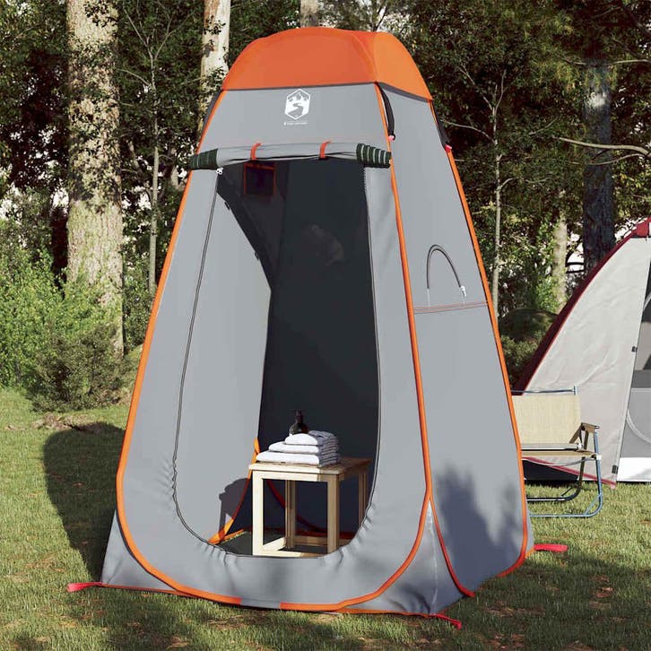 vidaXL Privacytent pop-up waterdich grijs en oranje, Caravanes & Camping, Tentes, Envoi