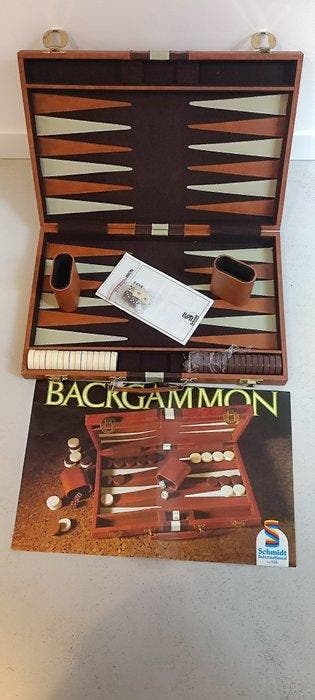 Bordspel - Backgammon maxi - Fluweel en kunstleer, Antiquités & Art, Antiquités | Jouets