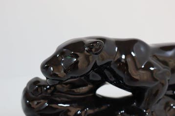 Beeld, Sluipende panter - 16.5 cm - Aardewerk, Antiek en Kunst