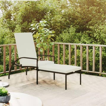 vidaXL Ligbed met voetensteun polyetheen rattan bruin, Tuin en Terras, Verzenden, Nieuw