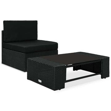 vidaXL 2-delige Loungeset poly rattan zwart, Verzenden