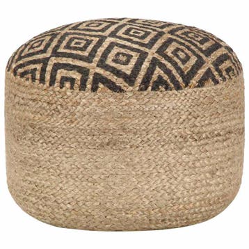 vidaXL Poef handgemaakt 45x30 cm jute zwart, Huis en Inrichting, Zetels | Voetbanken en poefs, Verzenden, Nieuw
