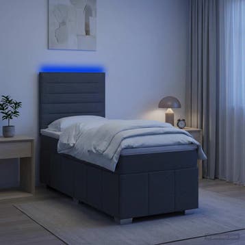 vidaXL LED Boxspringbed met Matras Donkergrijs 90 x 190 cm, Verzenden