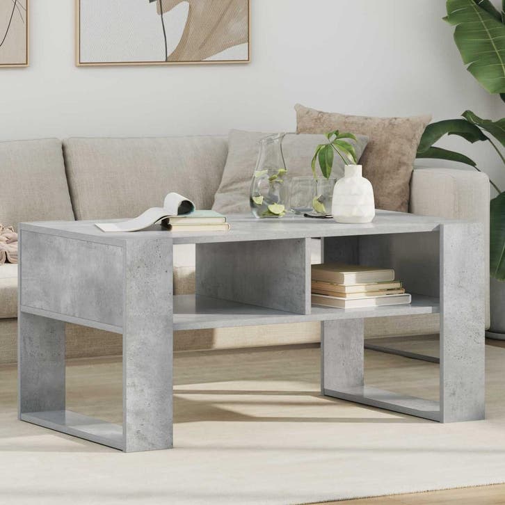 vidaXL Salontafel met opslag Beton Grijs 92 x 53 x 45 cm, Huis en Inrichting, Tafels | Salontafels, Nieuw, Verzenden