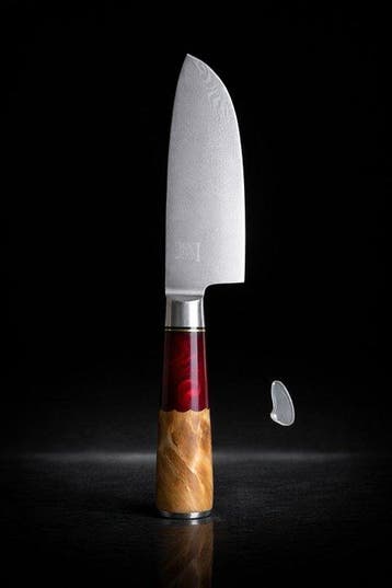 Blazen - Keukenmes - Santoku - Koolstofvezel, Damas-staal,