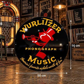 Wurlitzer Phonograph Music Heavy Metal 50 cm - Wanddecoratie