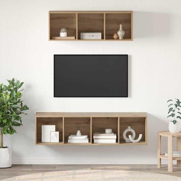 vidaXL Tv-meubelset 2 st Artisan Eiken Bewerkt hout, Verzenden
