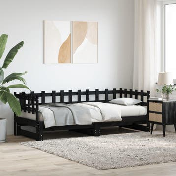 vidaXL Slaapbank uitschuifbaar 2x(80x200) cm massief, Verzenden, Nieuw