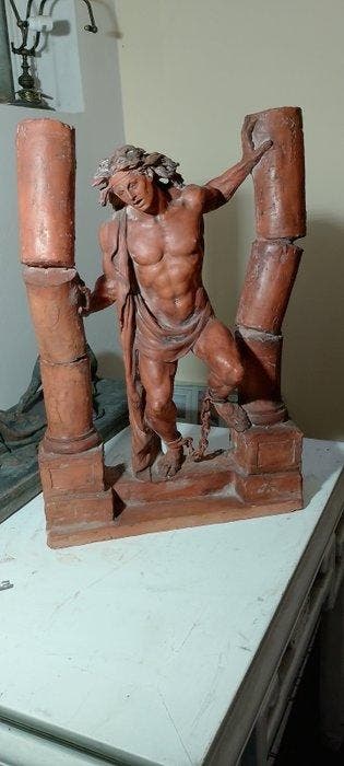 Beeld, Sansone (?) - 70 cm - Terracotta